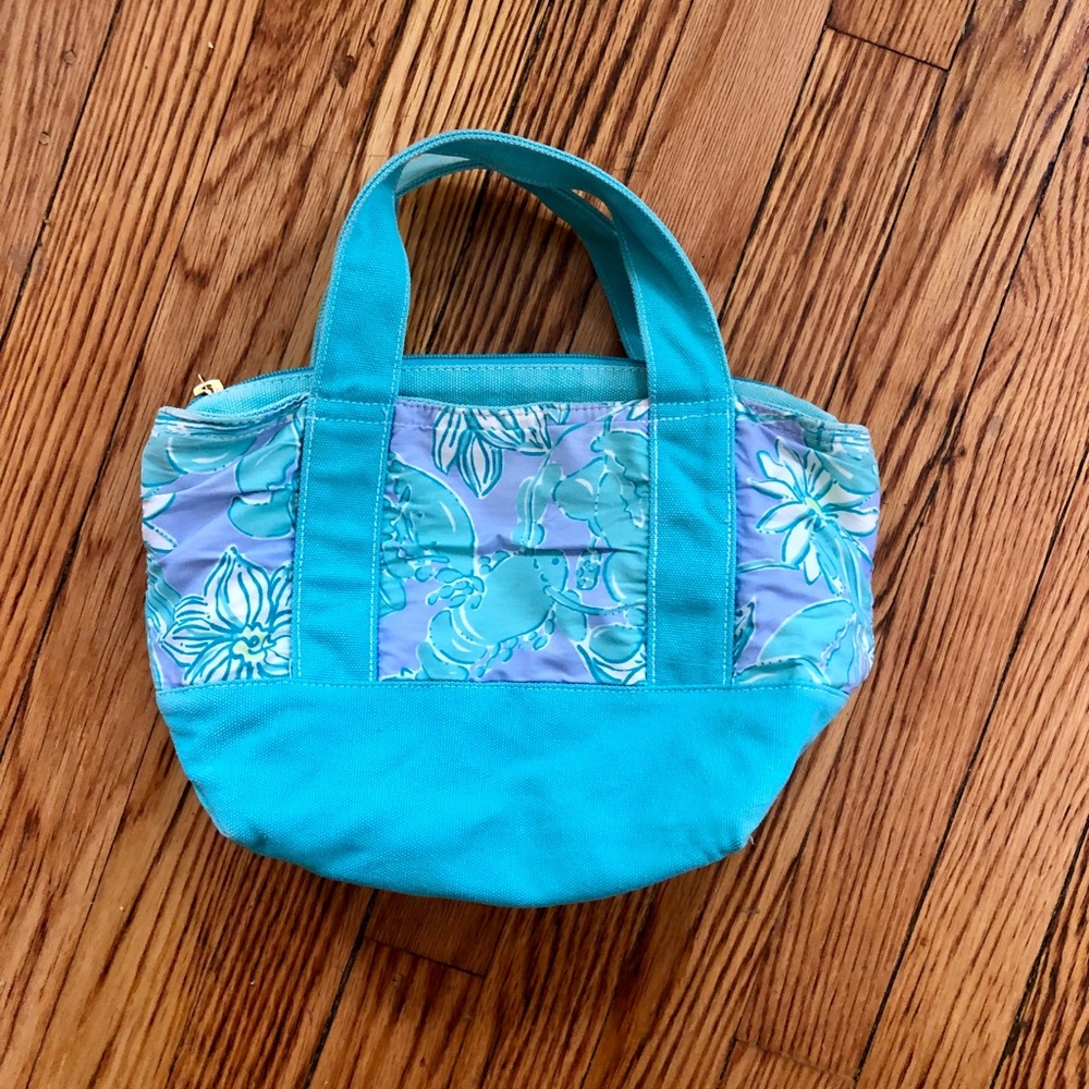Lilly Pulitzer Blue Printed Canvas Tote Bag